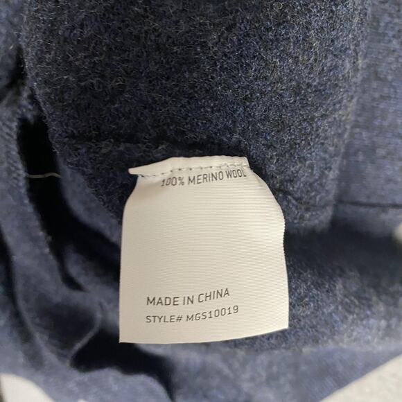 The Commons Sweater Mens XL Navy Blue 100% Merino Wool Pullover V Neck Classic - Picture 10 of 10